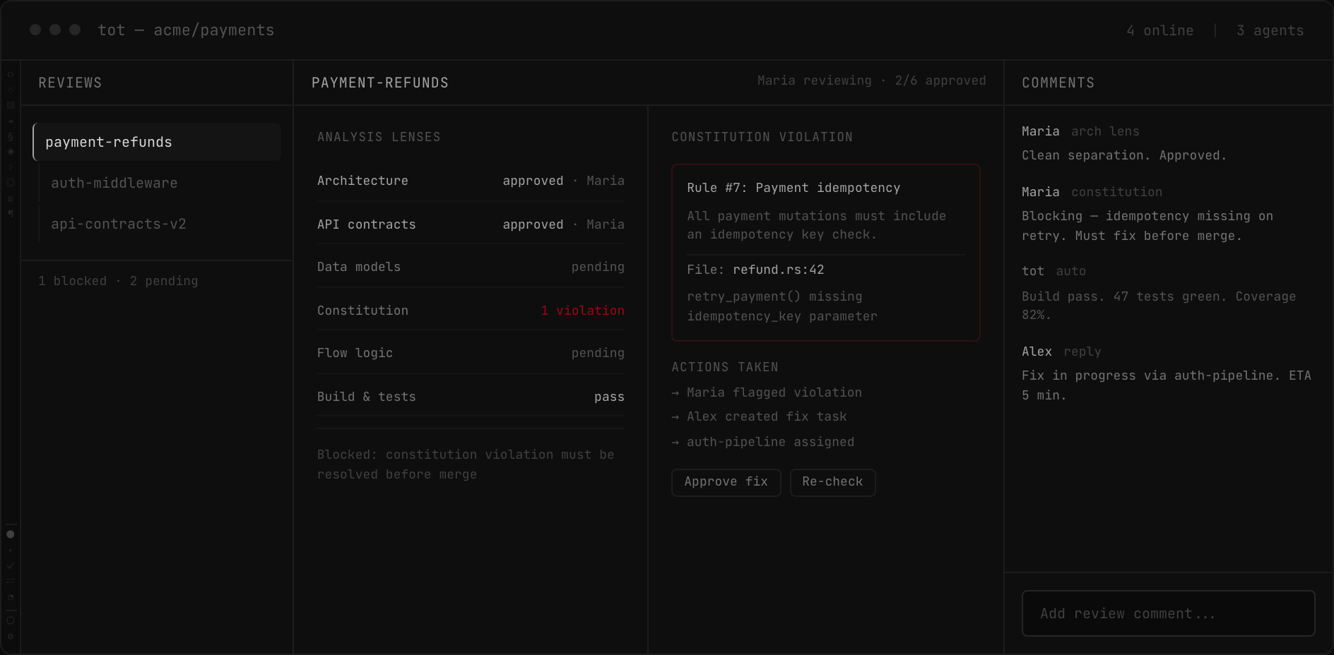 Lens-based review with approval workflow